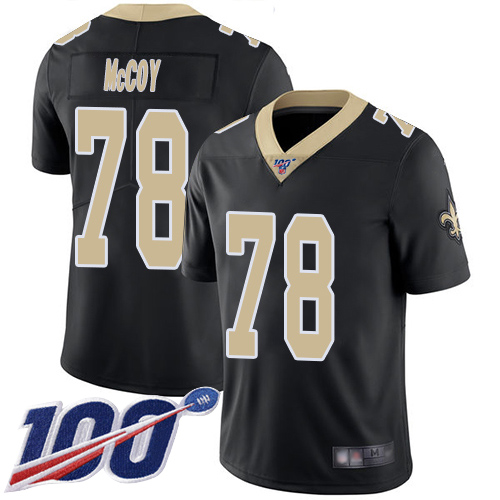 Men New Orleans Saints Limited Black Erik McCoy Home Jersey NFL Football #78 100th Season Vapor Untouchable Jersey